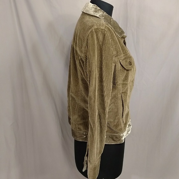 Wide Wale Corduroy Jacket Drab Olive Moss J Jill Velvet Soft Neutral 39" Bust SP - Picture 3 of 8